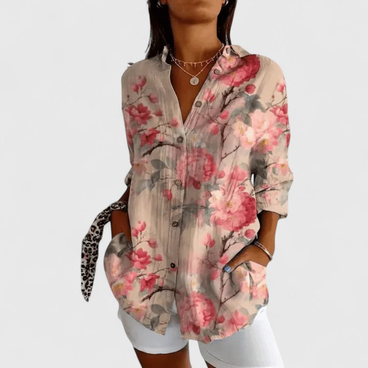 Katarine | Elegante Bloes met Bloemen