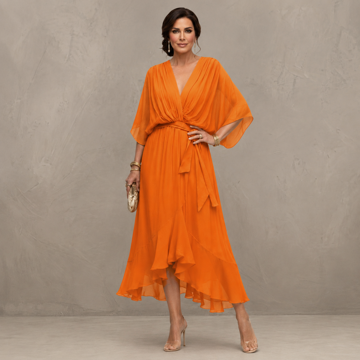 Geeske™ | Tailleaccentuerende Chiffon Midi Jurk