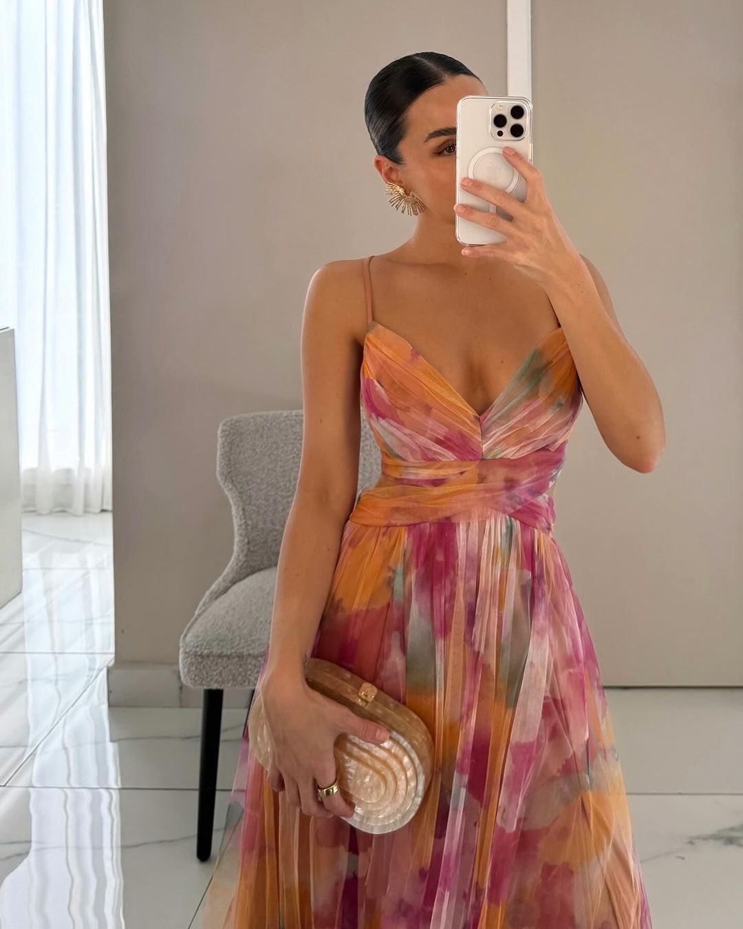 Giselle™ | Luxe maxi-jurk van bloemenchiffon – Sierlijke bewegingen en tijdloze stijl