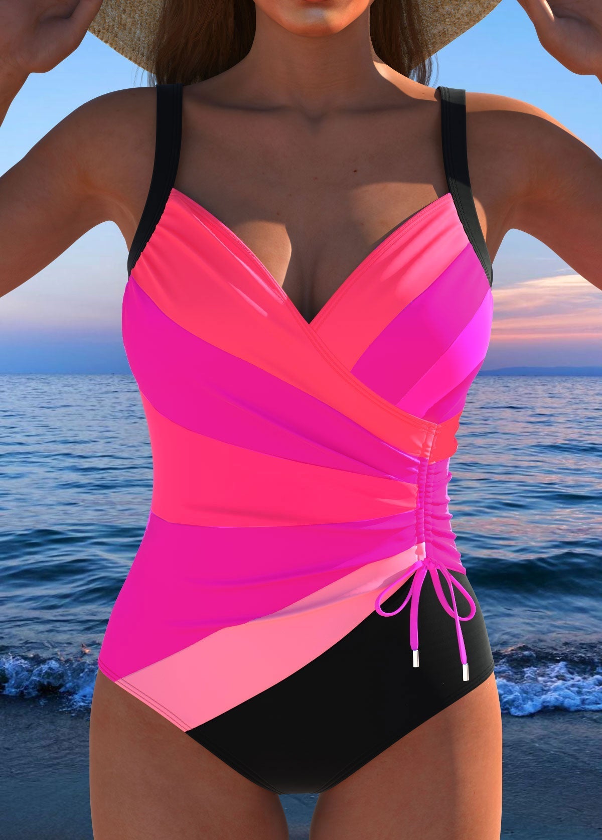 Lexie-Luxe Surplice Badpak met Kleurrijke Print