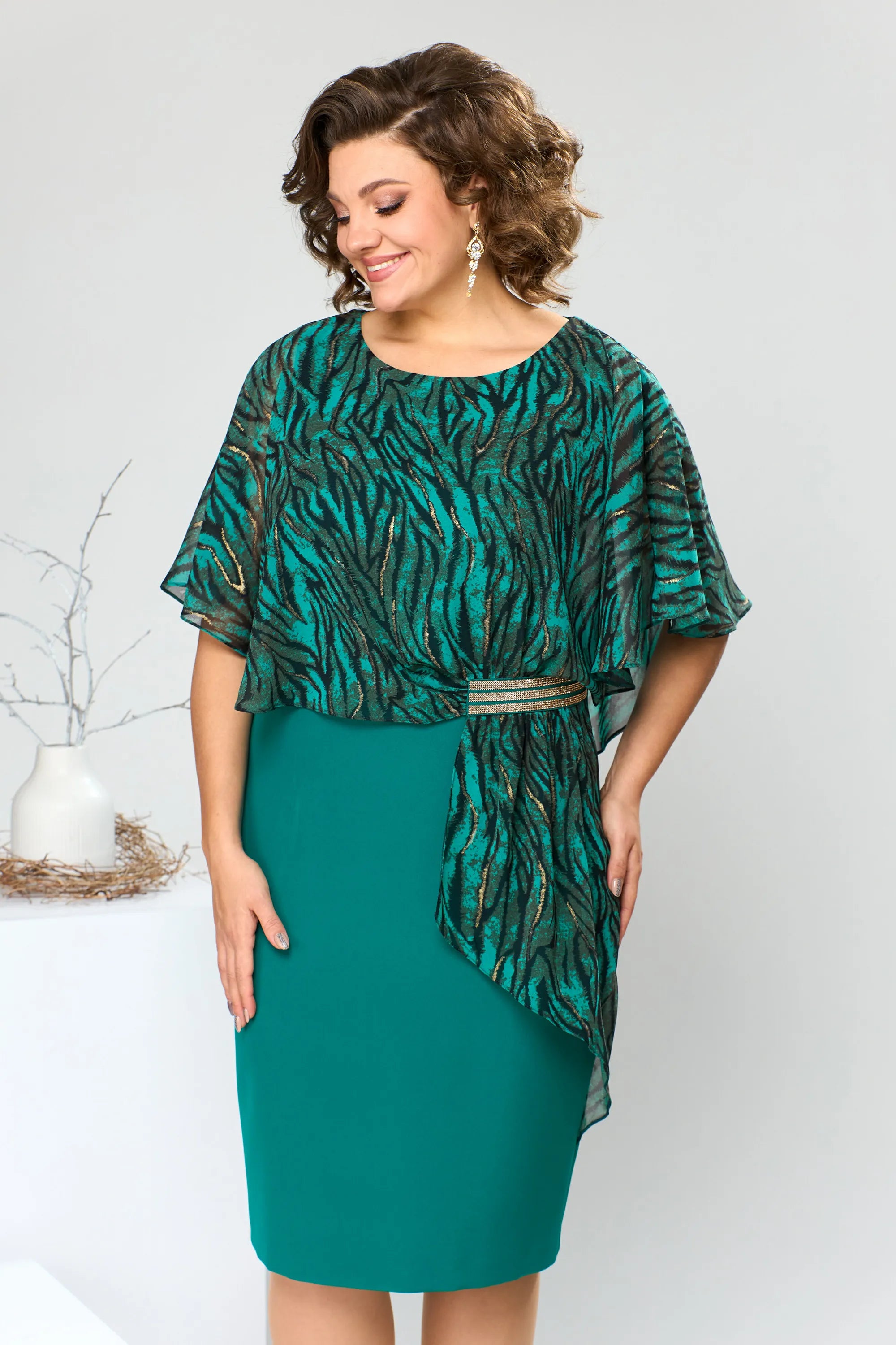 Elara™ | Premium chiffon overlay jurk – Elegante en tijdloze stijl