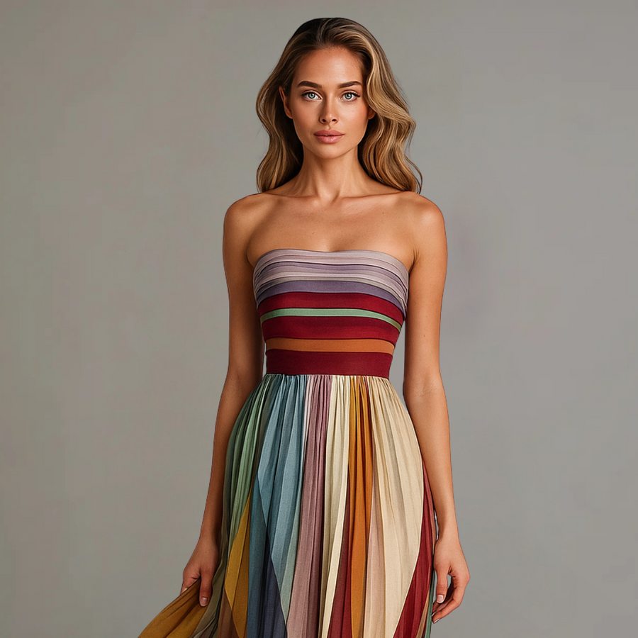 Feline™ | Kleurrijke Strapless Maxi Jurk