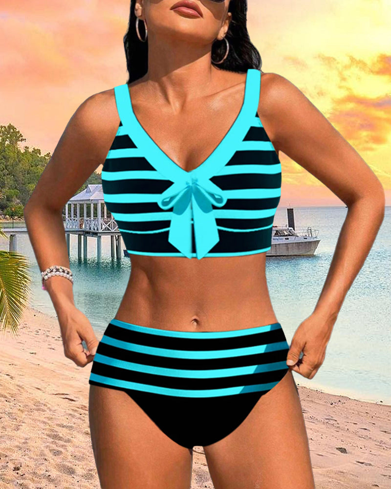 Ivyleen® | Gestreepte bikini met hoge taille