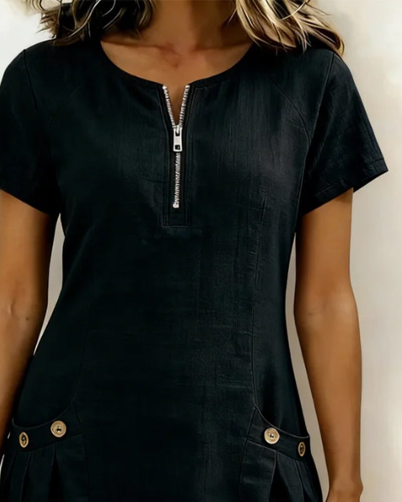 Bloom™ | Katoenen jurk met ritssluiting