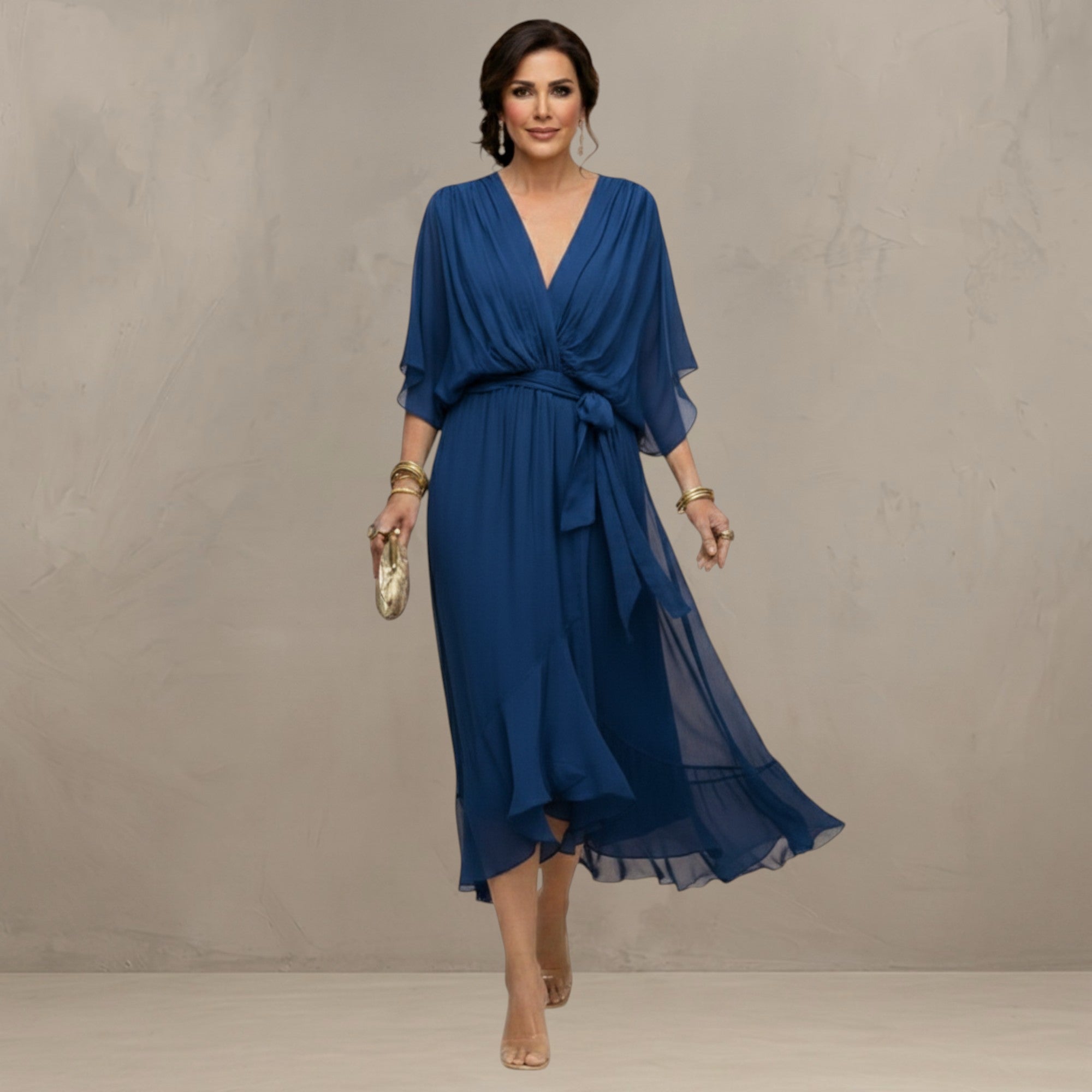 Geeske™ | Tailleaccentuerende Chiffon Midi Jurk
