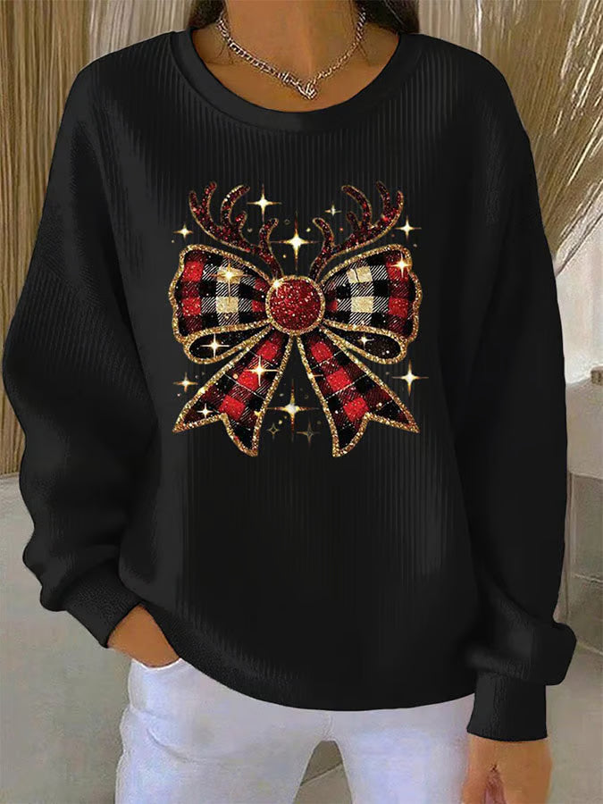 Elin - Kersttrui met strikmotief