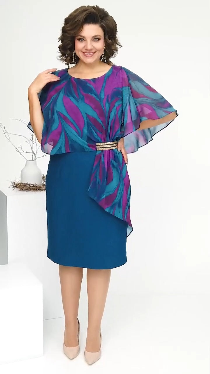 Elara™ | Premium chiffon overlay jurk – Elegante en tijdloze stijl