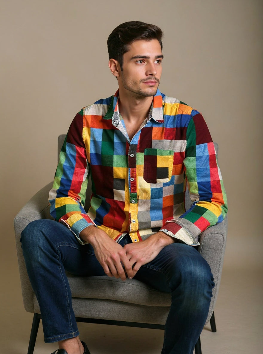 Bloom™ | Regenboog Ruit Overhemd – Levendige Kleuren & Moderne Stijl
