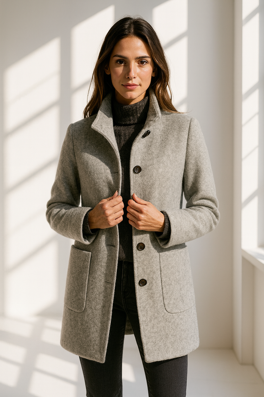 Victoria | Comfortabele Damesjas met Hoge Kraag