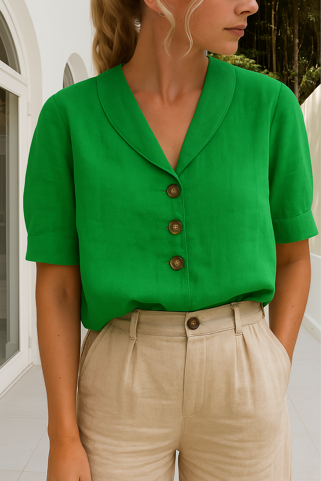 Celyra | Trendy blouse van katoen en linnen voor vrouwen