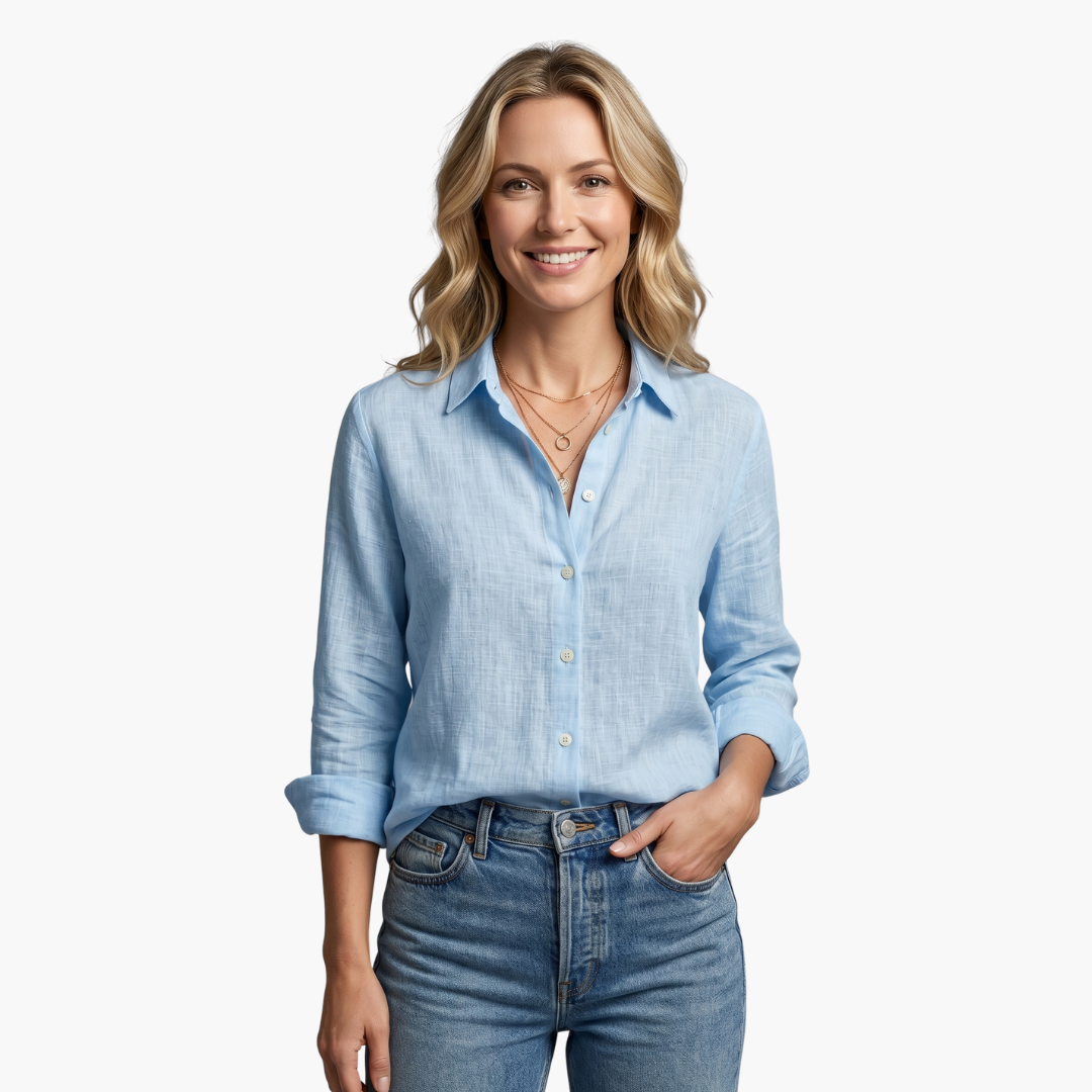 Lange Mouwen Knopdown Relaxed Linnen Shirt