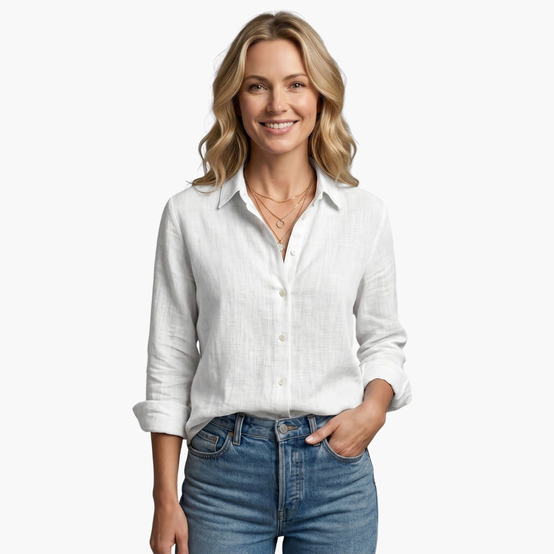 Lange Mouwen Knopdown Relaxed Linnen Shirt