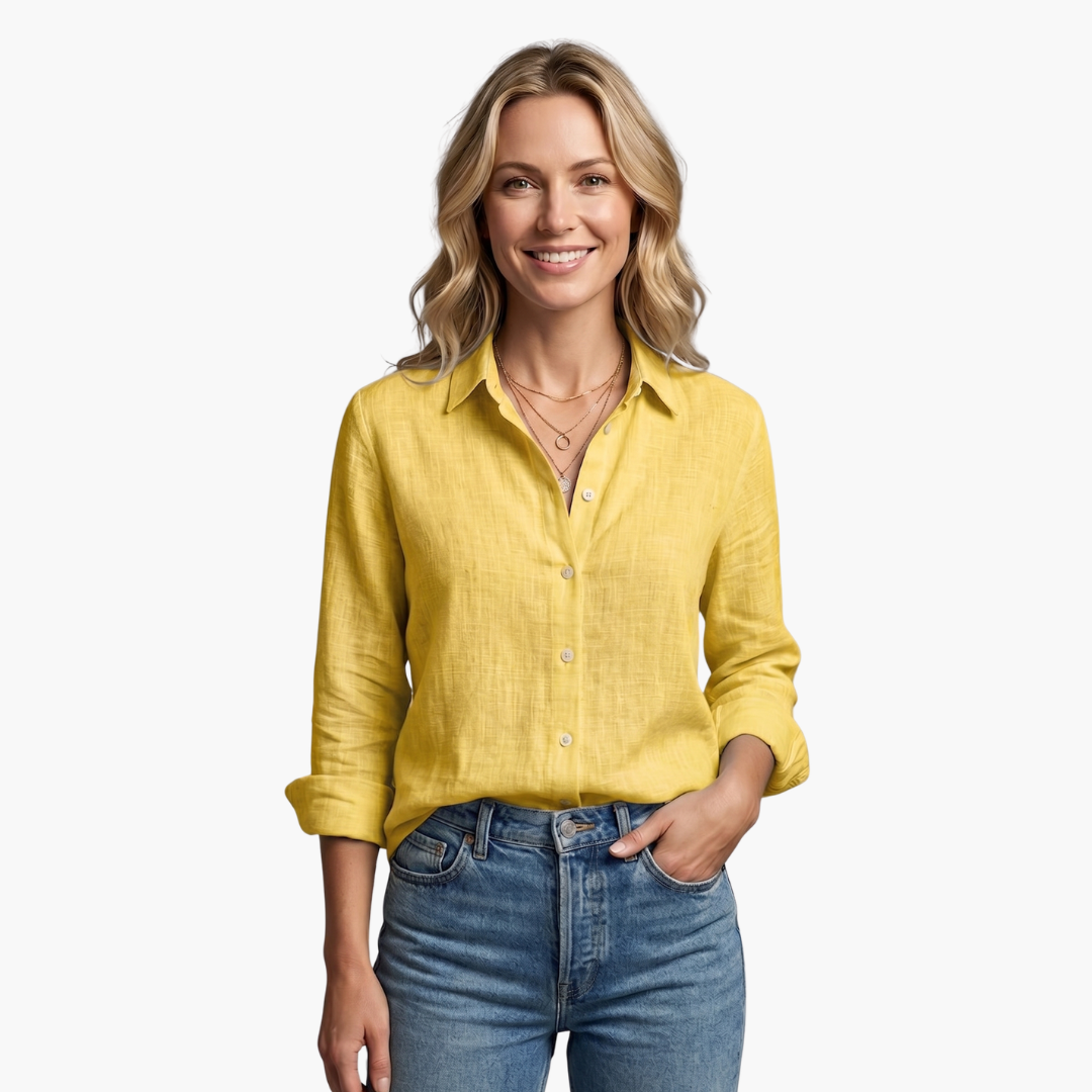 Lange Mouwen Knopdown Relaxed Linnen Shirt