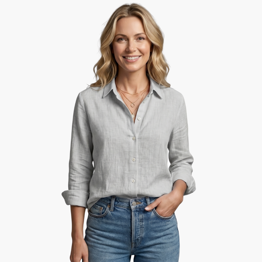Lange Mouwen Knopdown Relaxed Linnen Shirt