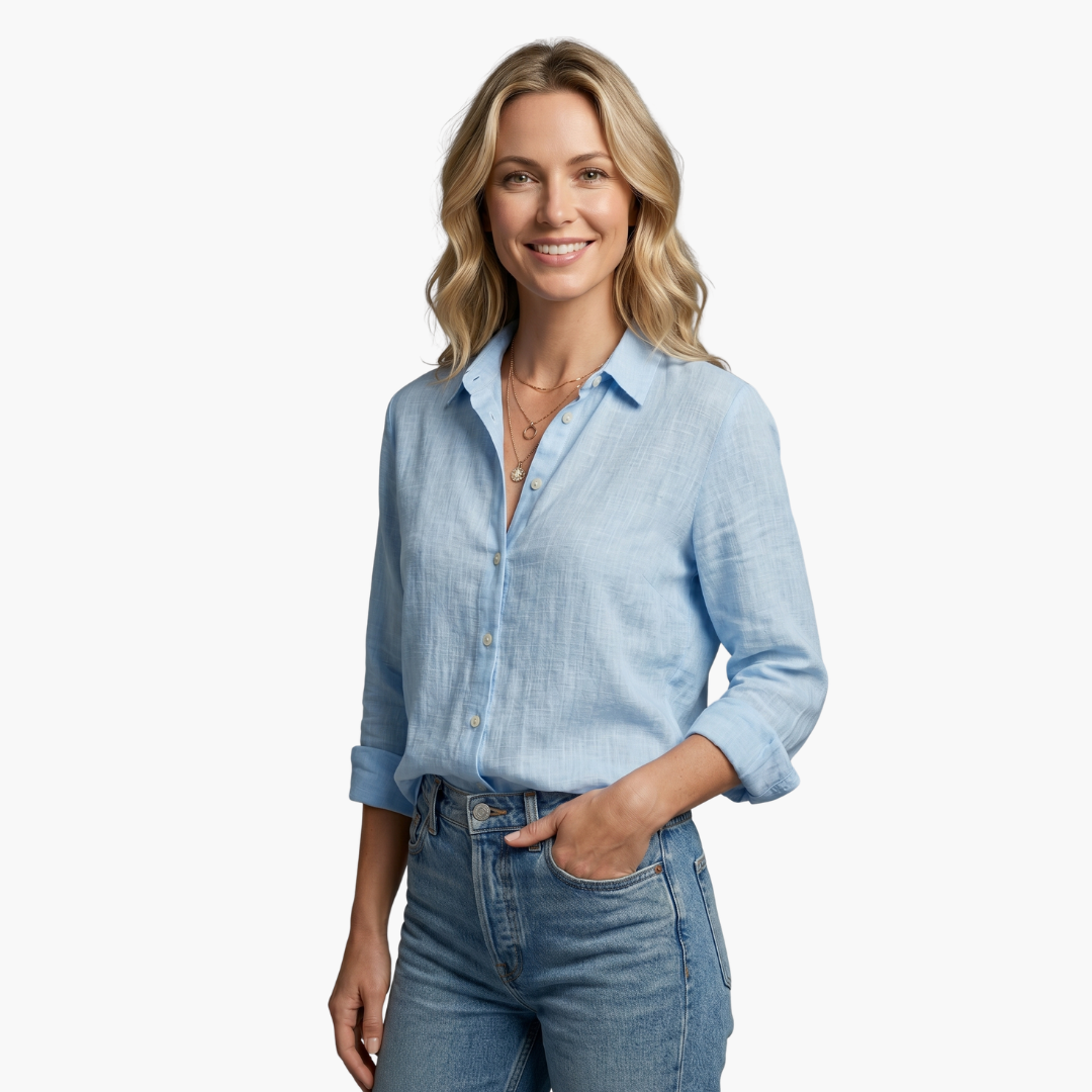 Lange Mouwen Knopdown Relaxed Linnen Shirt