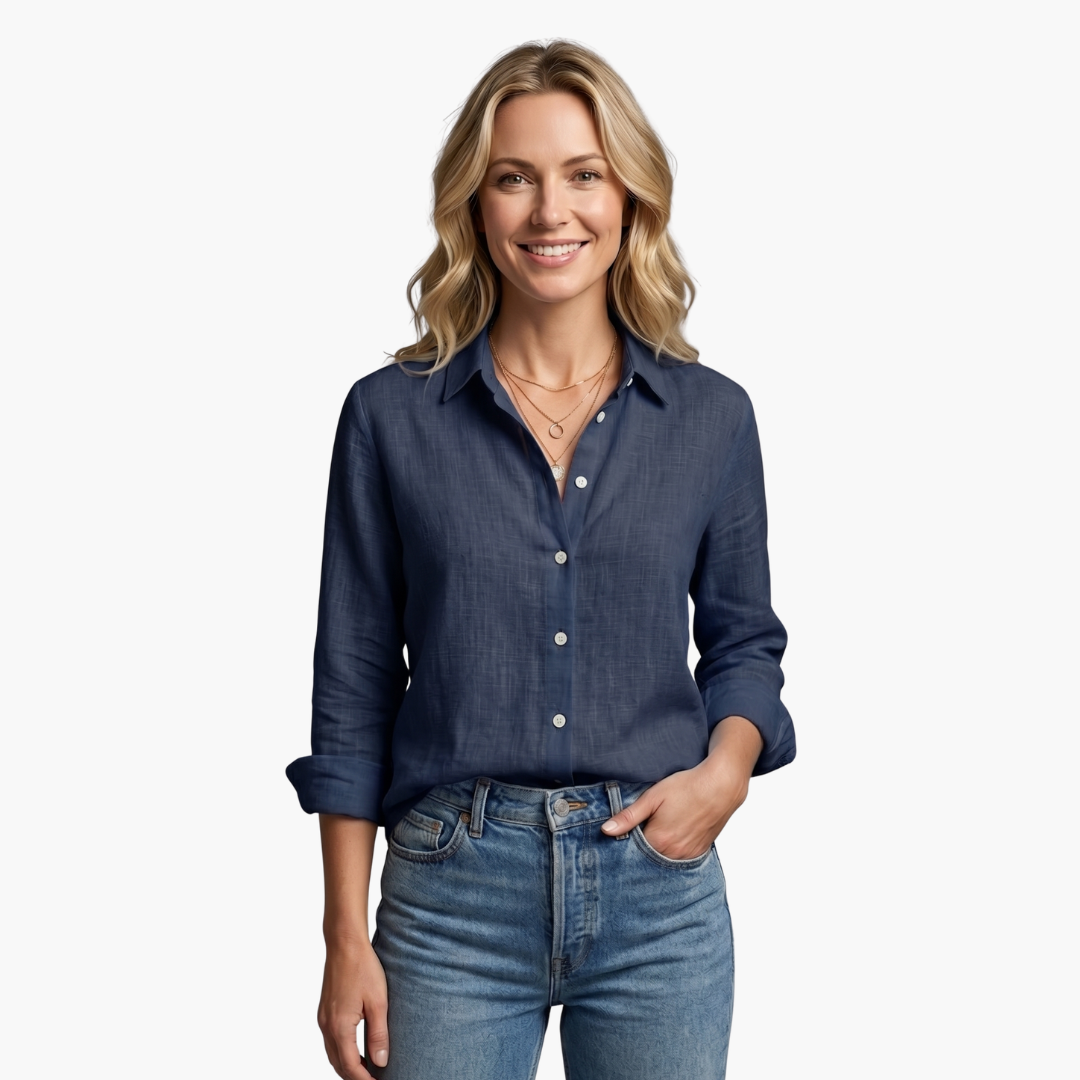 Lange Mouwen Knopdown Relaxed Linnen Shirt