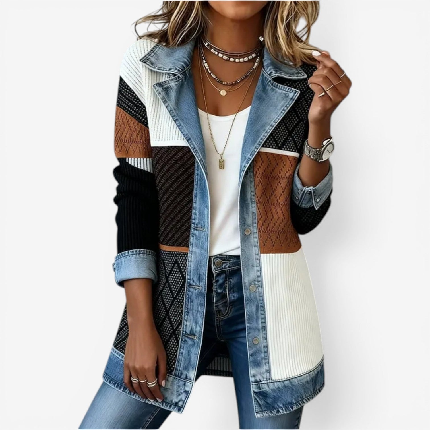 Meike™ | Vest met Denim Details – Casual Verfijning & Ontspannen Pasvorm