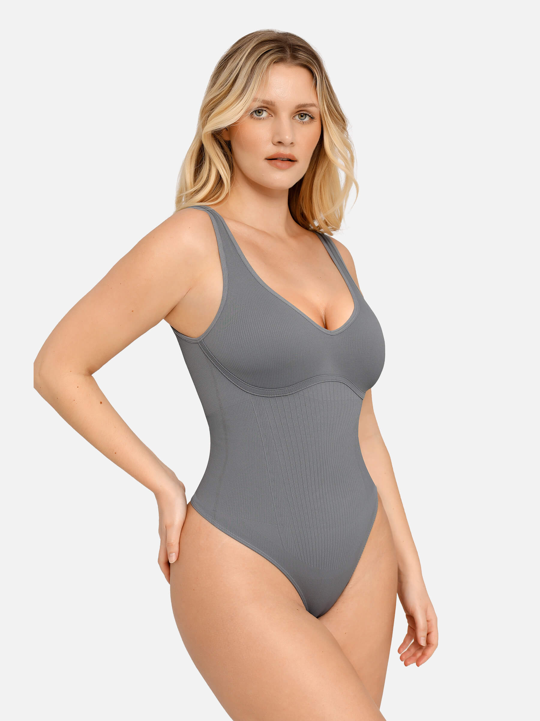 Bloom ™ |  Ribbled V Neck Bodysuit String