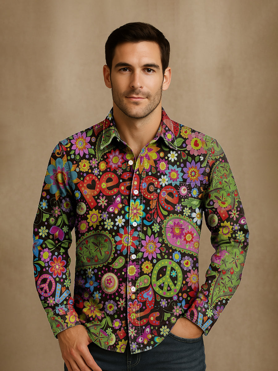 Bloom™ | Retro Hippie Overhemd – Kleurrijke Stijl & Vrije Uitstraling