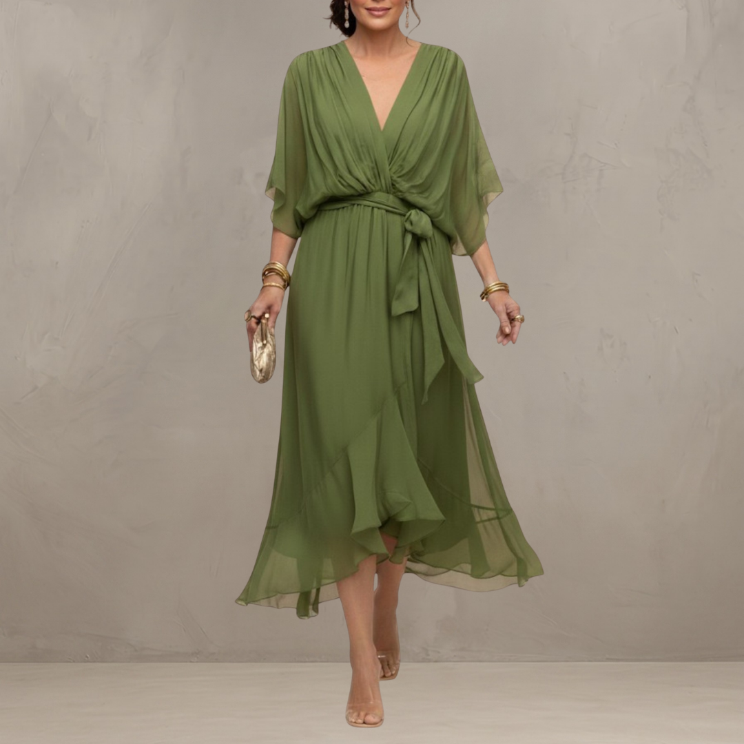 Geeske™ | Tailleaccentuerende Chiffon Midi Jurk
