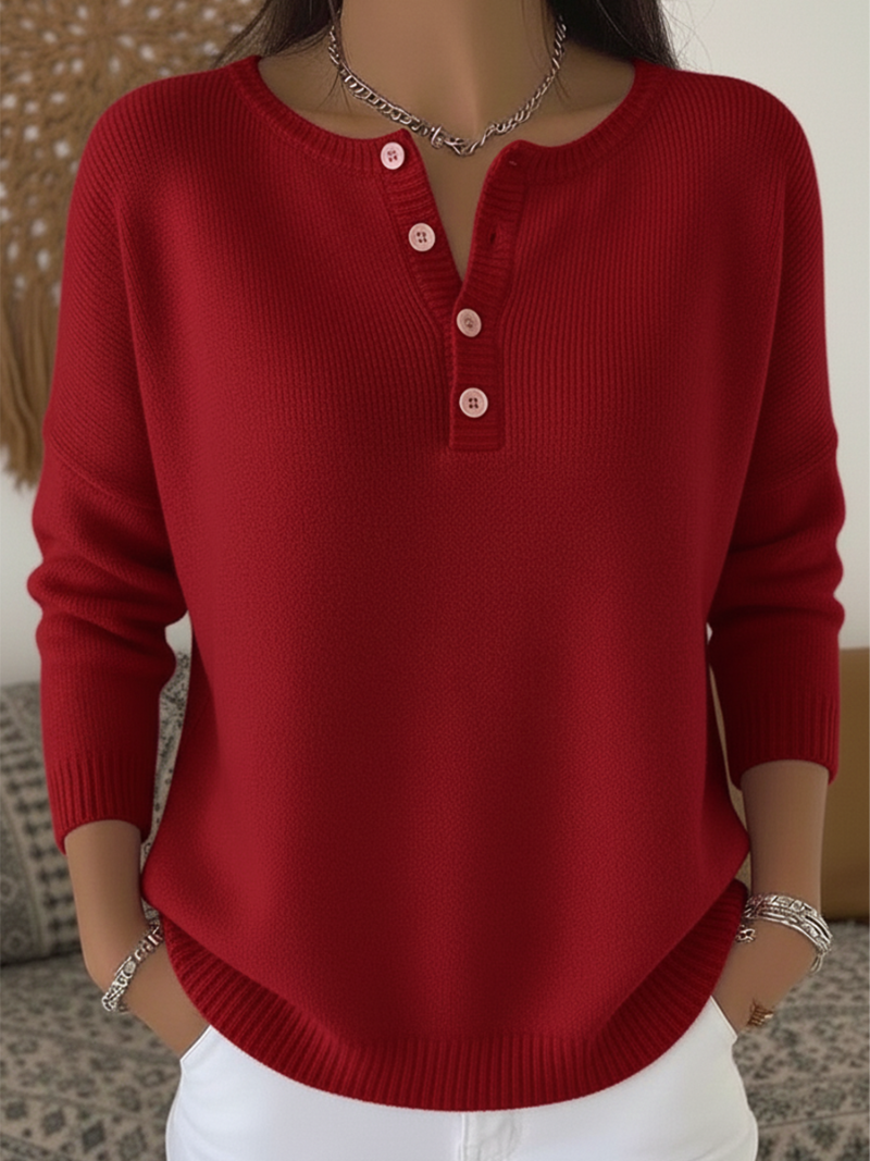 Nora – Zachte trui met knoopdetail