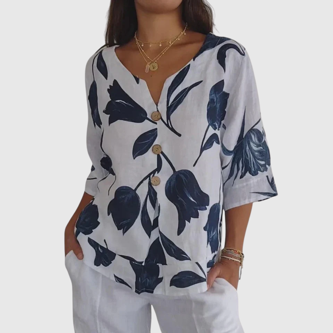 Laura | Comfortabele blouse met V-hals
