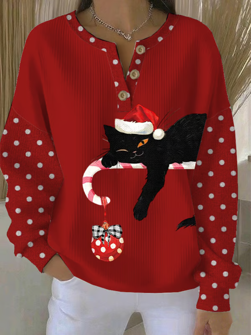 Mila - Kersttrui met kat