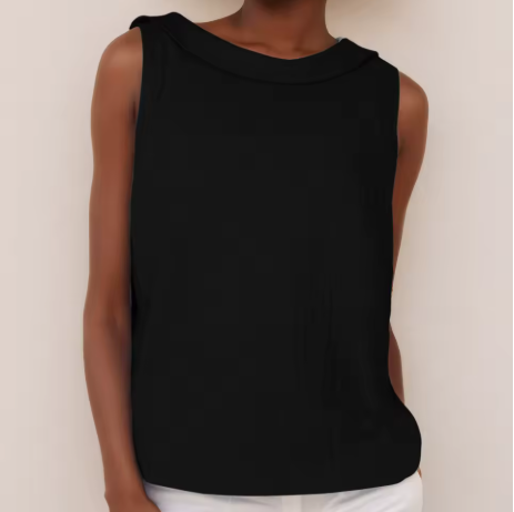 Roll Neck Mouwloze Linnen Blouse - Smart Casual Zomer Top