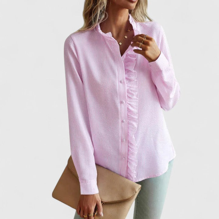 Yasmine | Verfijnde Blouse met Lange Mouwen