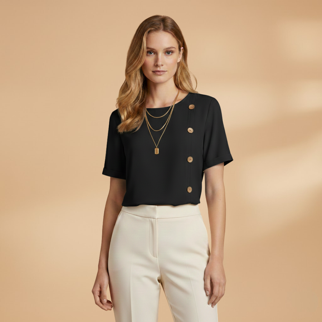 Knoopdetail Korte Mouw Casual Blouse
