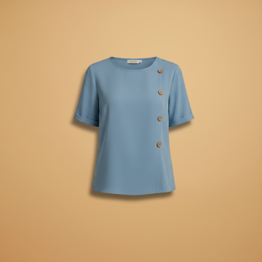 Knoopdetail Korte Mouw Casual Blouse