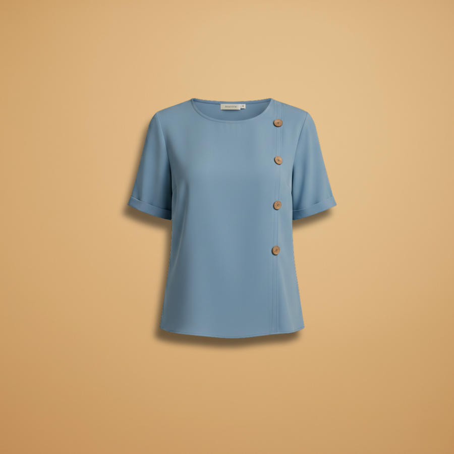 Knoopdetail Korte Mouw Casual Blouse