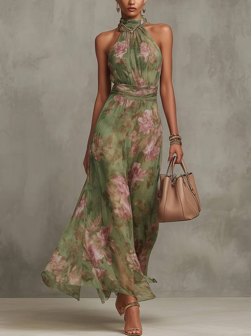 Veerle™ | Chiffon Halterjurk – Romantische Elegantie & Vloeiend Draagcomfort