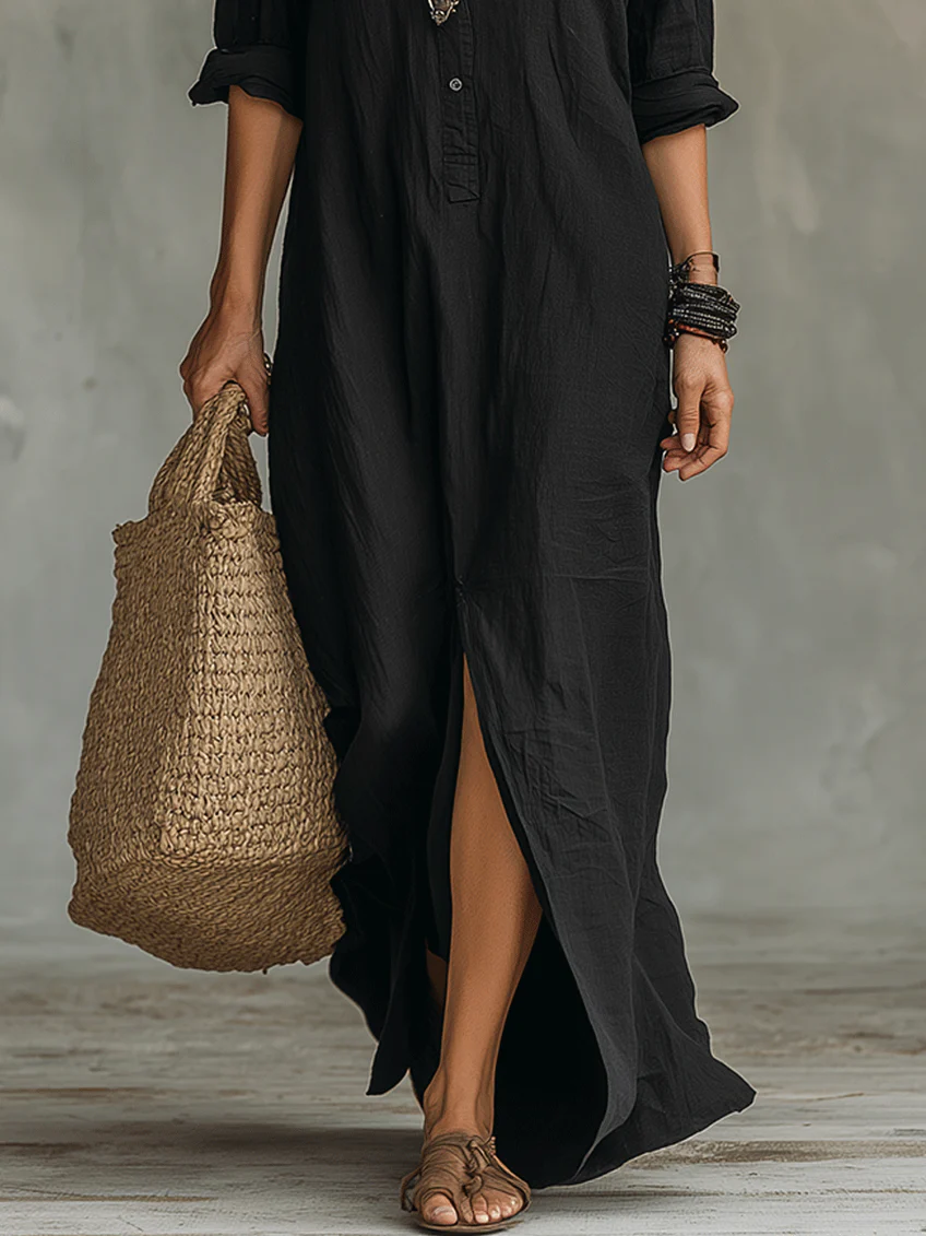 Yfke™ | Maxi Jurk met Knopen – Vloeiende Elegantie & Luchtig Comfort