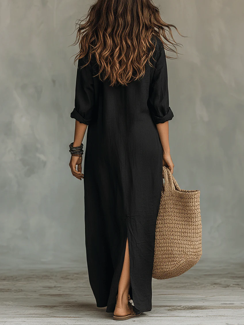 Yfke™ | Maxi Jurk met Knopen – Vloeiende Elegantie & Luchtig Comfort