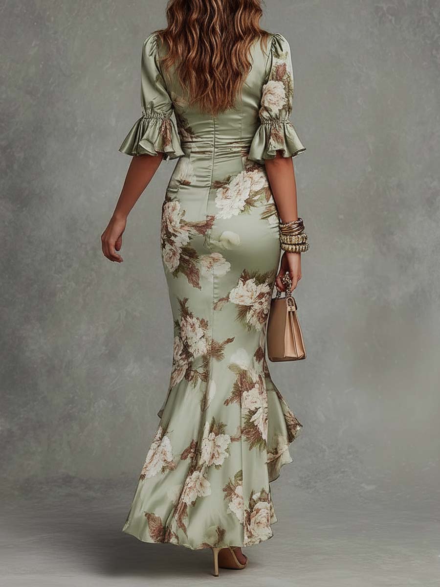 Rixt™ | Figuurflatterende Bloemen Maxi Jurk