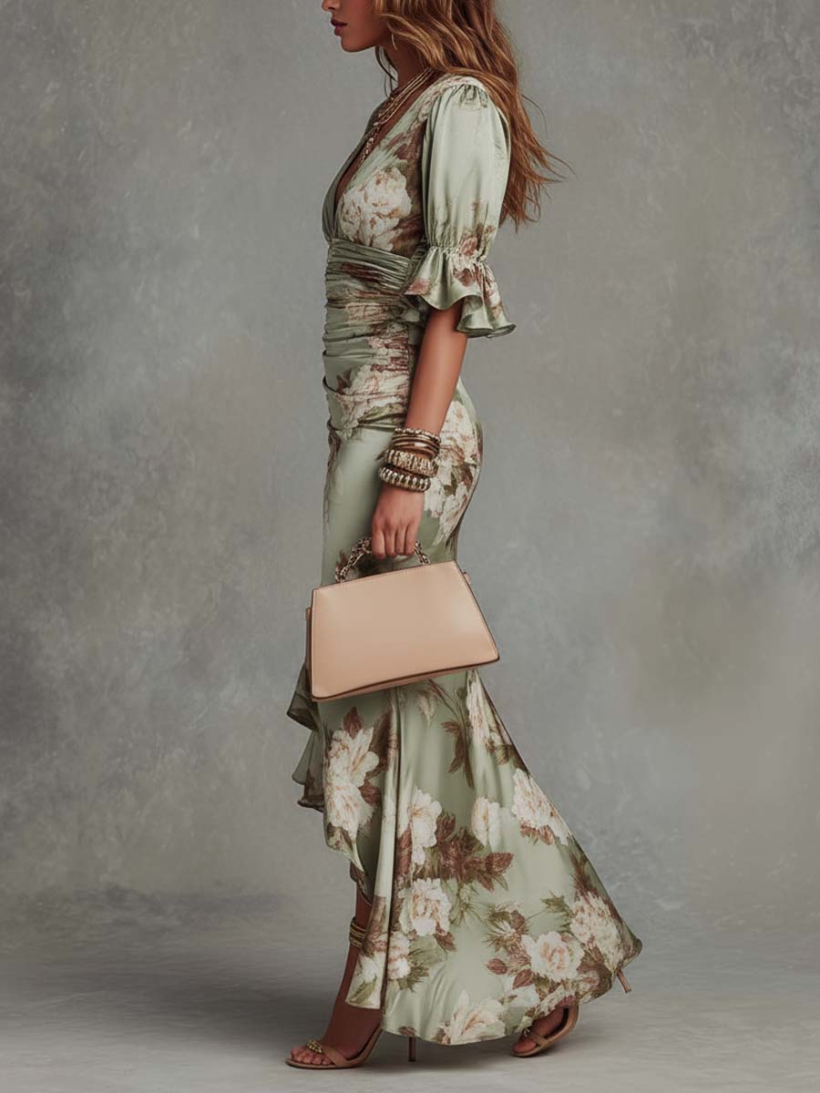 Rixt™ | Figuurflatterende Bloemen Maxi Jurk