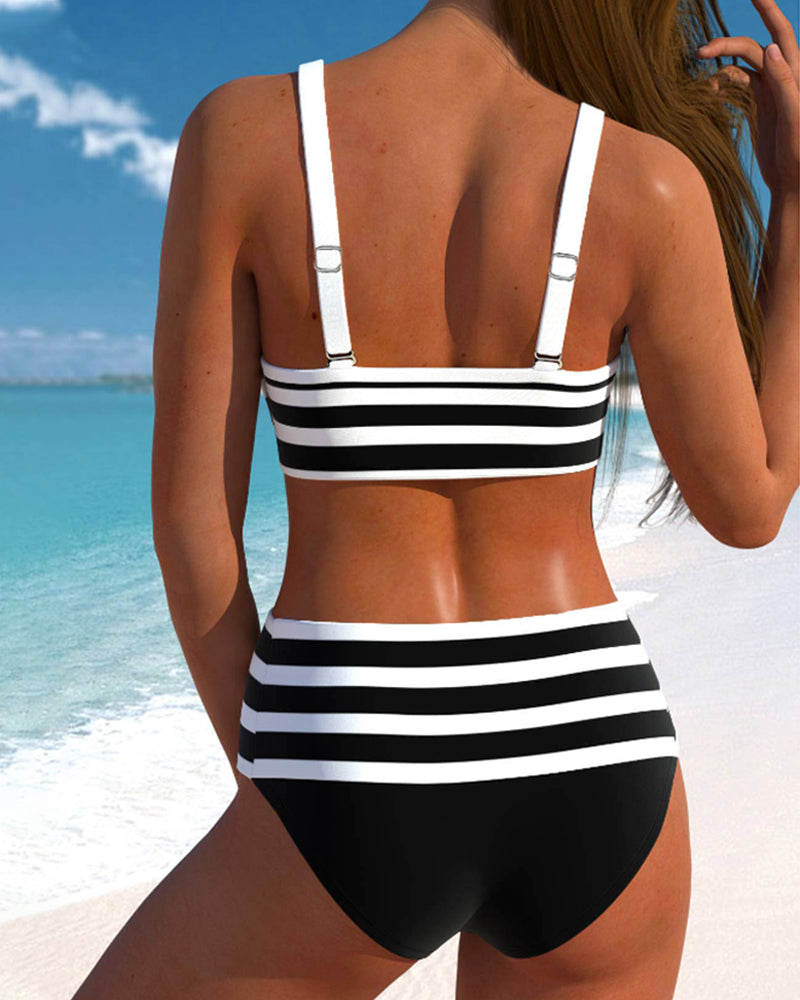 Ivyleen® | Gestreepte bikini met hoge taille