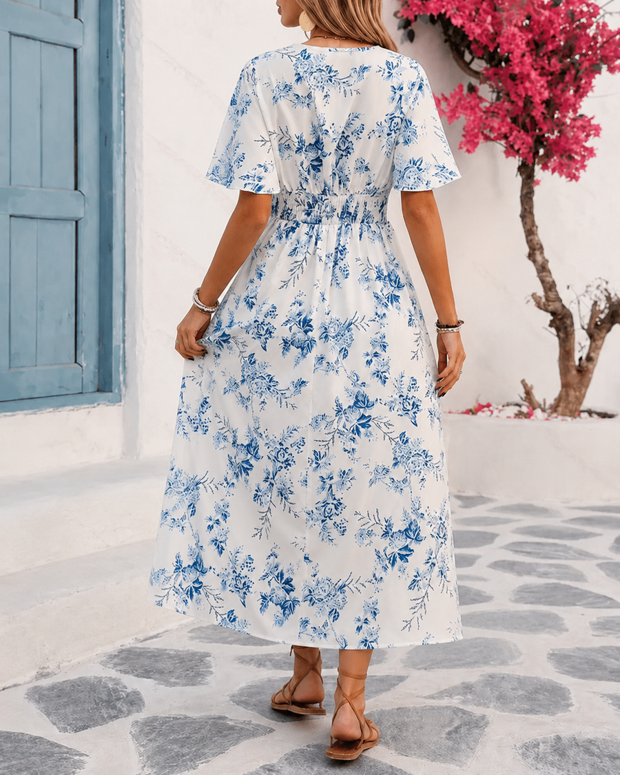 Noelle™ | Luchtige Buikcamouflerende Bloemen Midi Jurk