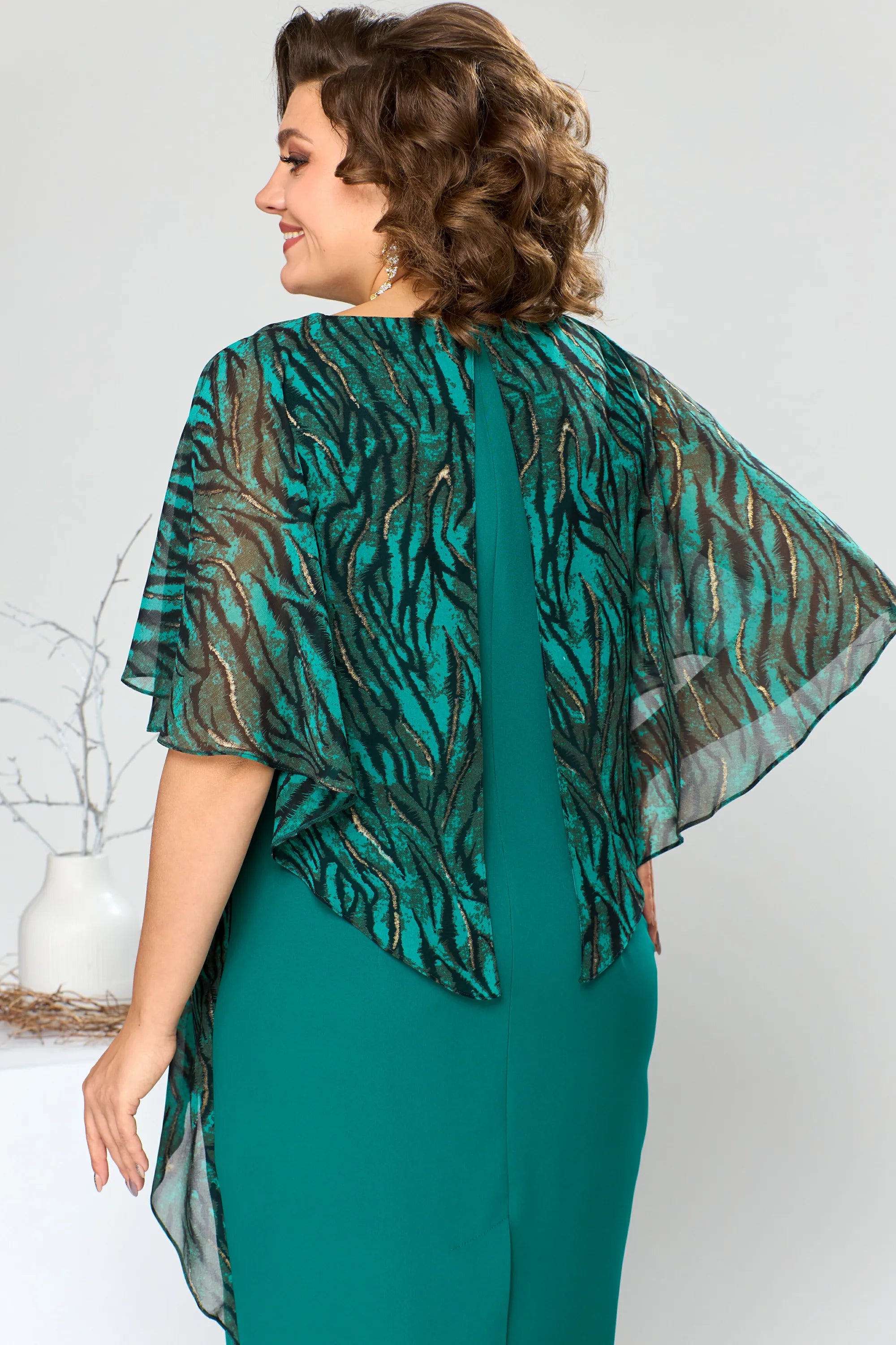Elara™ | Premium chiffon overlay jurk – Elegante en tijdloze stijl