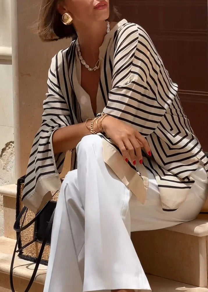 Bloom™ | Coastal Stripe Relaxed Split-Hem Shirt