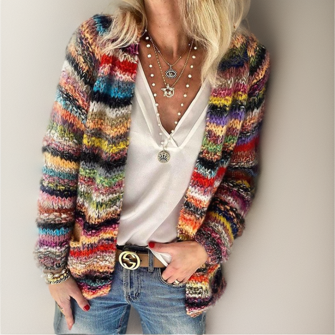 Geertje™ | Luxe Kleurrijke Gebreide Cardigan – Warme Stijl & Uniek Comfort