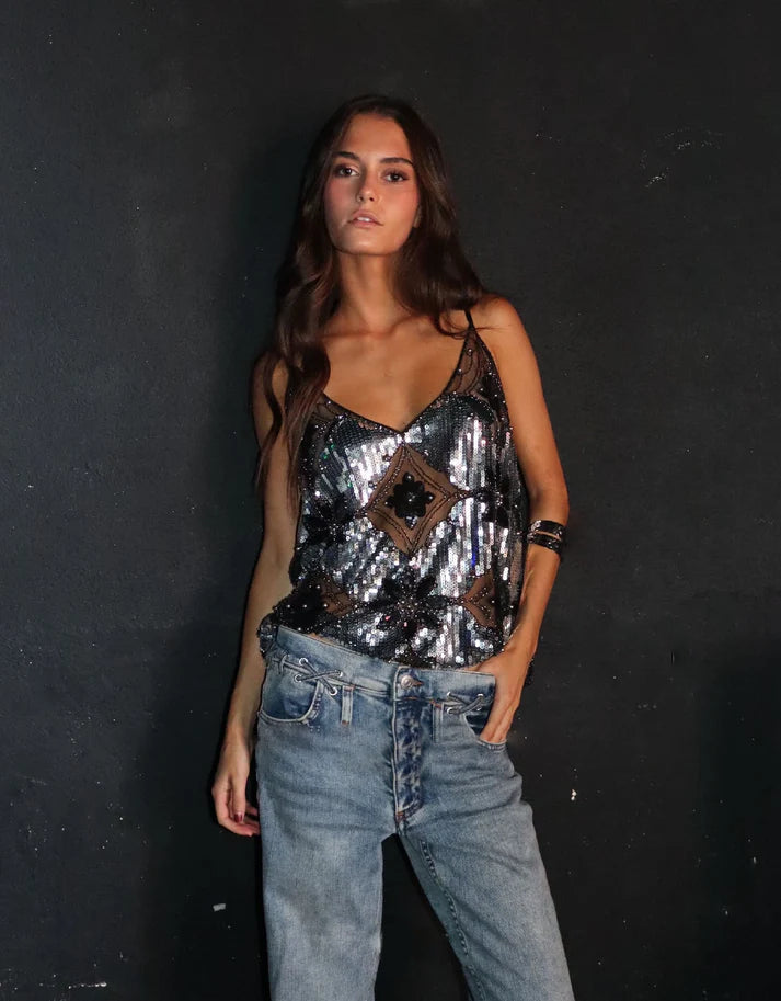 Bloom ™ |  Sidney - Verfijnde Pailletten Top