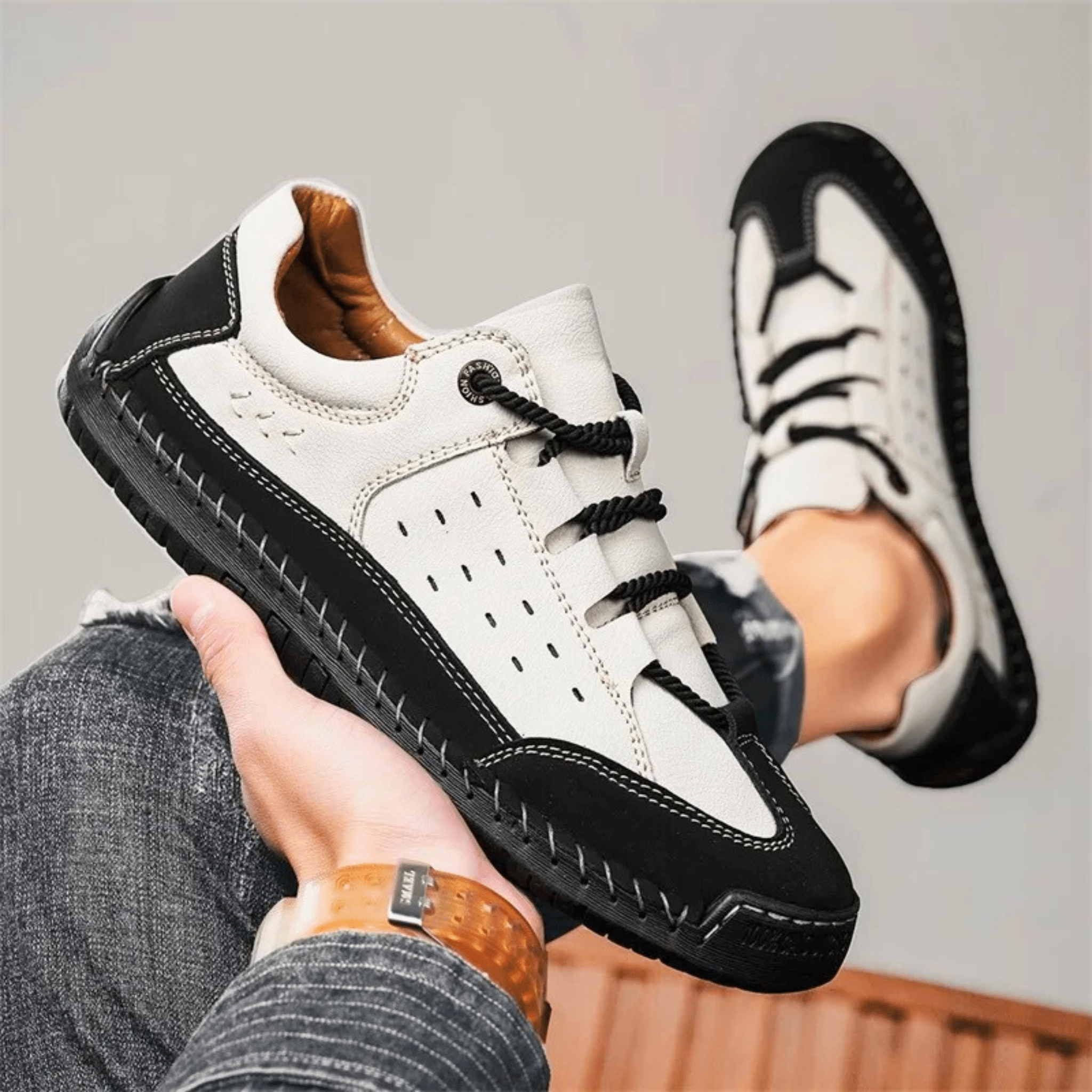 Handgestikte Leren Sneakers