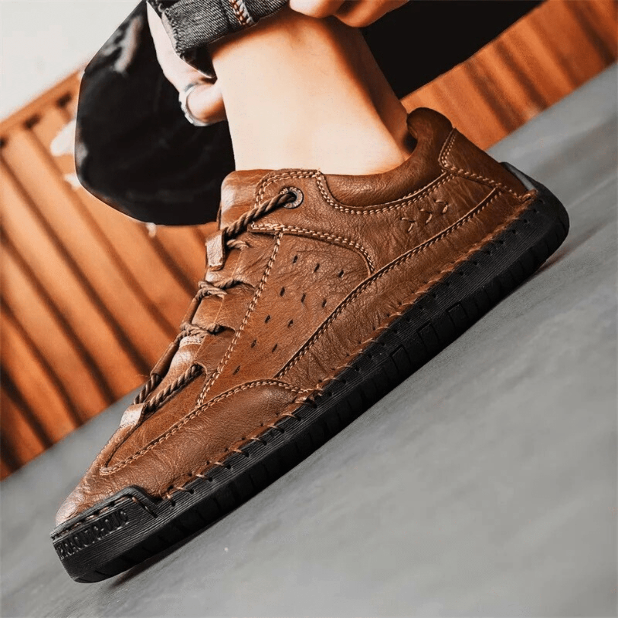 Handgestikte Leren Sneakers