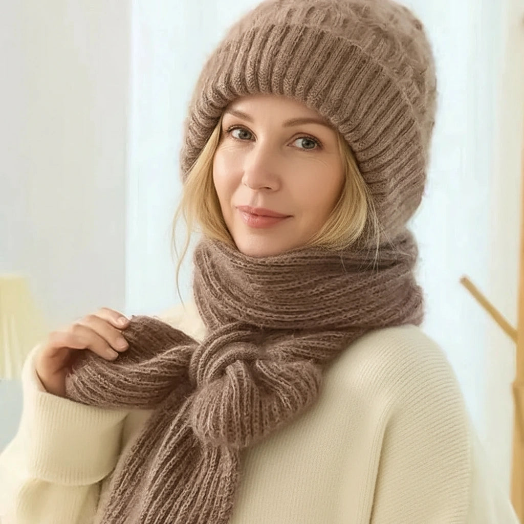 Esther™ | Luxe Winddichte Muts & Sjaal – Ultieme Warmte, Zachte Fleecevoering & Winterproof Comfort