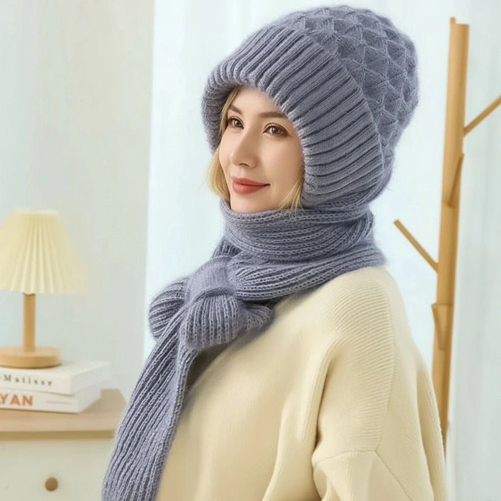 Esther™ | Luxe Winddichte Muts & Sjaal – Ultieme Warmte, Zachte Fleecevoering & Winterproof Comfort