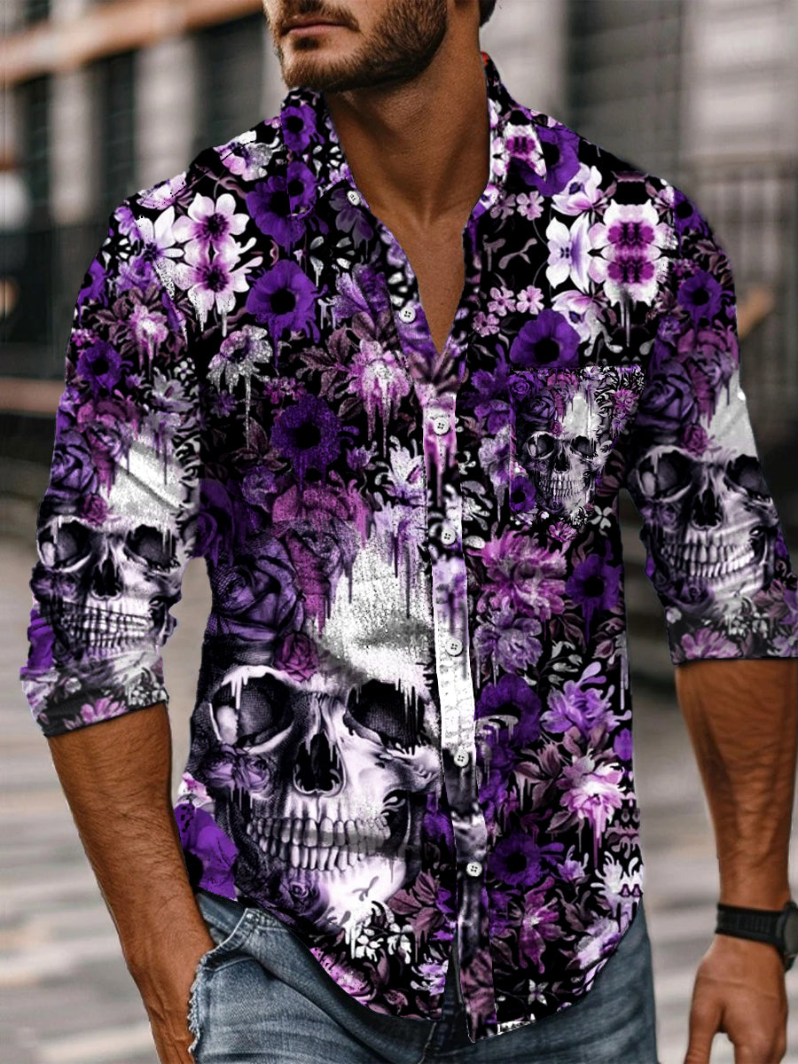 Bloom™ | Skull & Bloemen Overhemd – Gedurfde Stijl & Uniek Karakter