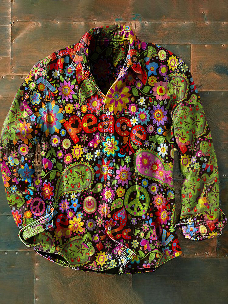 Bloom™ | Hippie Print Overhemd – Vrolijke Kleuren & Vrije Stijl
