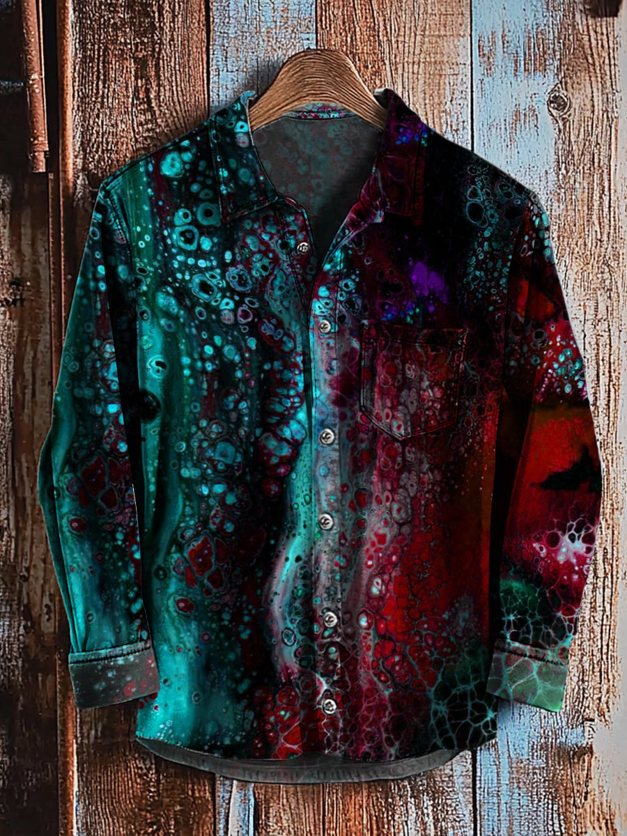 Bloom™ | Diep Abstract Overhemd – Vloeiende Kleuren & Expressieve Stijl